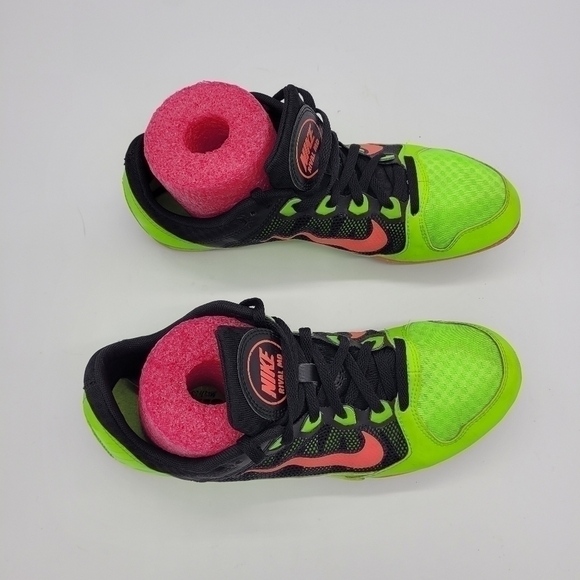 Nike Shoes Men 9.5 ZOOM Rival 7 MD Neon Green & Pink Track Cleats - Picture 3 of 13